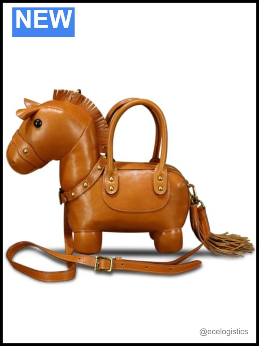 Genuine Leather Horse Shape Crossbody Shoulder Bag for Women